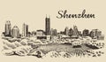 Shenzhen skyline vector illustration hand drawn