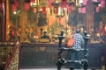 Interior of Man Mo temple at Sheong Wan, Hong Kong Island Royalty Free Stock Photo