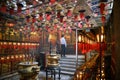 Interior of Man Mo temple at Sheong Wan, Hong Kong Island Royalty Free Stock Photo