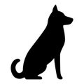 Shepherd black profile silhouette. Dog sit side view isolated on white background. Vector Royalty Free Stock Photo