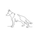 Shepherd. The dog is drawn in one line. Minimalistic graphics.
