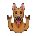 Shepherd Dog with horns gesture. Rock gesture. Vector illustration.