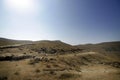 shepherd drives on the mountain route an attara of sheep, the desert mountain area, Azerbaijan Royalty Free Stock Photo