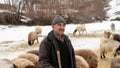 Shepherd grazing his sheep, Bitlis, Turkey Royalty Free Stock Photo