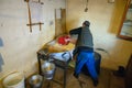 Shepherd house in Roumania , traditional cheese making