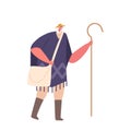 Shepherd Male Character With Staff Is A Pastoral Image Of A Man Who Tends To Sheep And Other Livestock