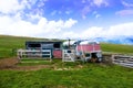 Shepherd\'s hut in the form of an old bus body Royalty Free Stock Photo