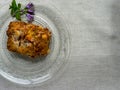 Shepherd's pie, traditional British dish with minced meat and mashed potatoes in glass dish Royalty Free Stock Photo