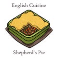 Shepherd\'s pie, traditional British dish with minced meat, vegetables and mashed potatoes