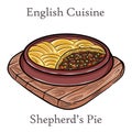 Shepherd\'s pie, traditional British dish with minced meat, vegetables and mashed potatoes