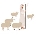 Shepherd with sheeps manger character