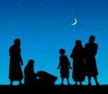 The shepherds came to bow to the newborn baby Jesus. Vector drawing Royalty Free Stock Photo