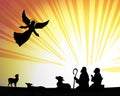 Shepherds silhouette , angels Royalty Free Stock Photo