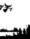 Shepherds silhouette , angels Royalty Free Stock Photo