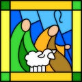 Shepherds in stained glass