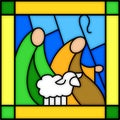 Shepherds in stained glass