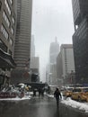 Sheraton Hotel, Manhattan, NYC. Winter. Snowing in NYC Royalty Free Stock Photo