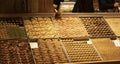 The sherbet sweets on the trays in the shop selling baklava. Istanbul, Turkey