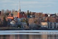 Sherbrooke Ste-Therese church cityscape with Nation lake
