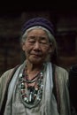 Old Lady wearing traditional Ornaments of Sherdukpen tribe of West Kameng Arunachal Pradesh