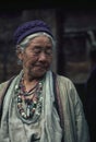 Old Lady wearing traditional Ornaments of Sherdukpen tribe of West Kameng Arunachal Pradesh
