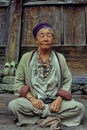 Old Lady wearing traditional Ornaments of Sherdukpen tribe of West Kameng Arunachal Pradesh