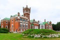 Sheremetev castle palace and park ensemble in the village of Yurino on the bank of the Volga, cloudy weather at the