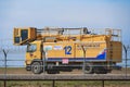 Sheremetyevo airport, april 2018: Aircraft deicing system truck editorial