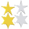 Sheriff badge star silver and gold Royalty Free Stock Photo