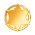 Sheriff Badge Star Vector. Police Golden Hexagonal Star Icon.