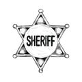 Sheriff badge for wild west icon sketch hand drawn illustration isolated with white background