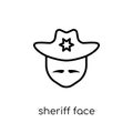 Sheriff face icon. Trendy modern flat linear vector Sheriff face