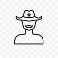 Sheriff face vector linear icon isolated on transparent background, Sheriff face transparency concept can be used for web and mobi