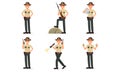 Sheriff In Daily Actions Of Police Department Vector Illustration Set Isolated On White Background