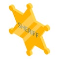 Sheriff gold star icon, isometric style