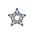 sheriff icon vector from law and justice concept. Thin line illustration of sheriff editable stroke. sheriff linear sign for use