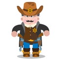 Sheriff. A man in a suit of law enforcement bodies of the 19th century. Wild West characters and everyday objects