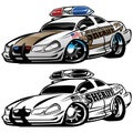 Sheriff Muscle Car Cartoon Vector Illustration