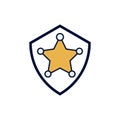 Sheriff s Badge vector icon for sheriffs star, western, police, deputy, authority concept flat style on white background Royalty Free Stock Photo