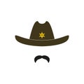 Sheriff`s head. Cowboy icon.