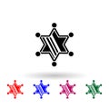 Sheriff's star multi color icon. Simple glyph, flat of wild west material icons for ui and ux, website or mobile