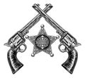 Crossed Pistols and Sheriff Star Badge Royalty Free Stock Photo