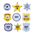 Sheriff Star Badge or Western Police Shield Vector Set Royalty Free Stock Photo