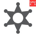 Sheriff star glyph icon, USA and justice, police star sign vector graphics, editable stroke solid icon, eps 10.