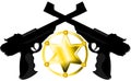 Sheriff star with guns isolated