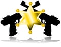 Stylized Sheriff star with guns isolated