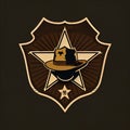 Sheriff Star Icon, Policeman Identification Emblem, Golden Sheriff Star Flat Icon, Law Authority Symbol Royalty Free Stock Photo