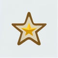 Sheriff Star Icon, Policeman Identification Emblem, Golden Sheriff Star Flat Icon, Law Authority Symbol Royalty Free Stock Photo