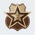 Sheriff Star Icon, Policeman Identification Emblem, Golden Sheriff Star Flat Icon, Law Authority Symbol Royalty Free Stock Photo