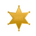 Sheriff star isolated on white background. Gold police badge vector icon. Golden hexagonal star Royalty Free Stock Photo